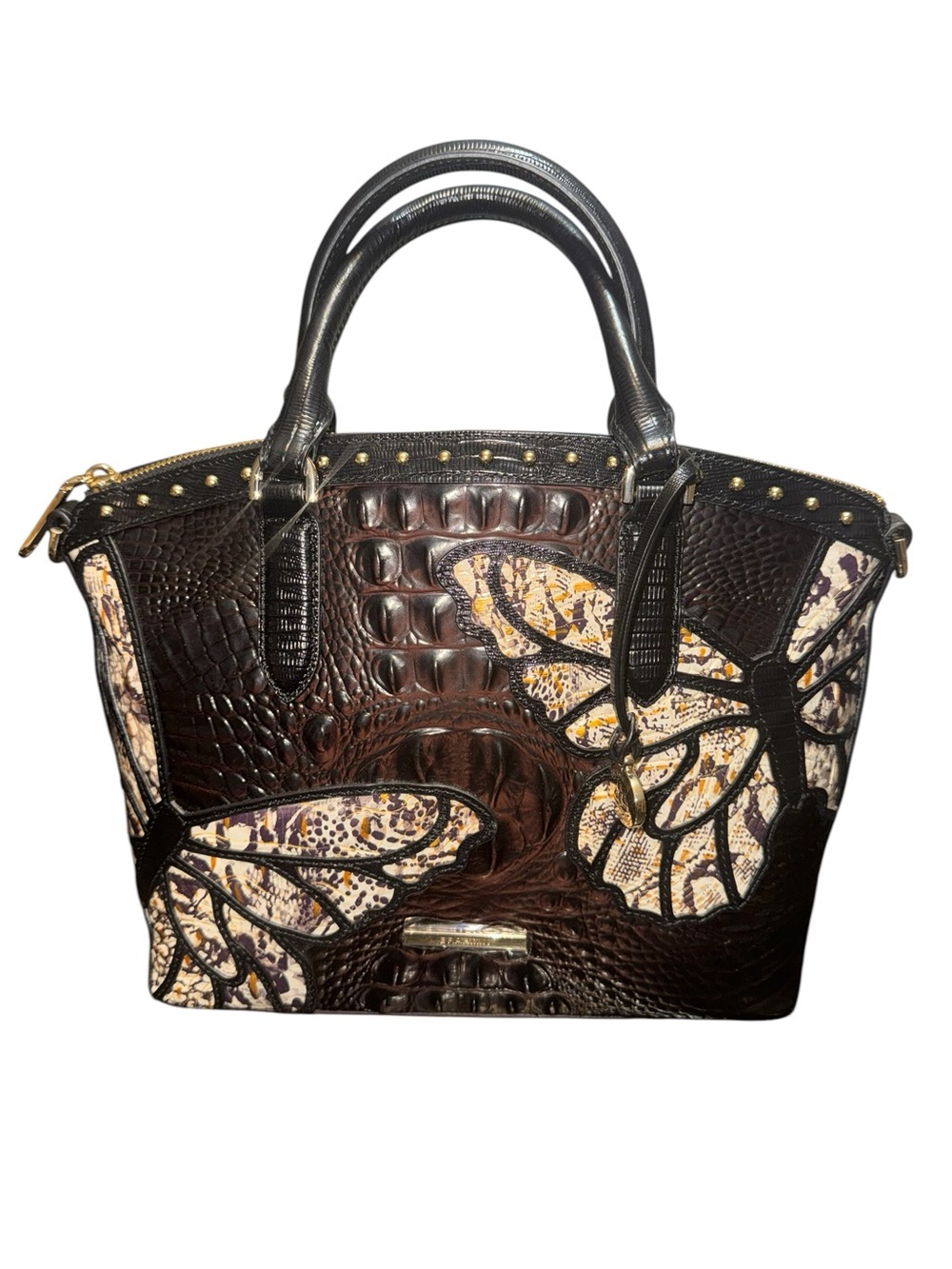 SOLD Brahmin Cocoa Gala Butterfly Limited Edition Leather Satchel Handbag Rare - Picture 1 of 6